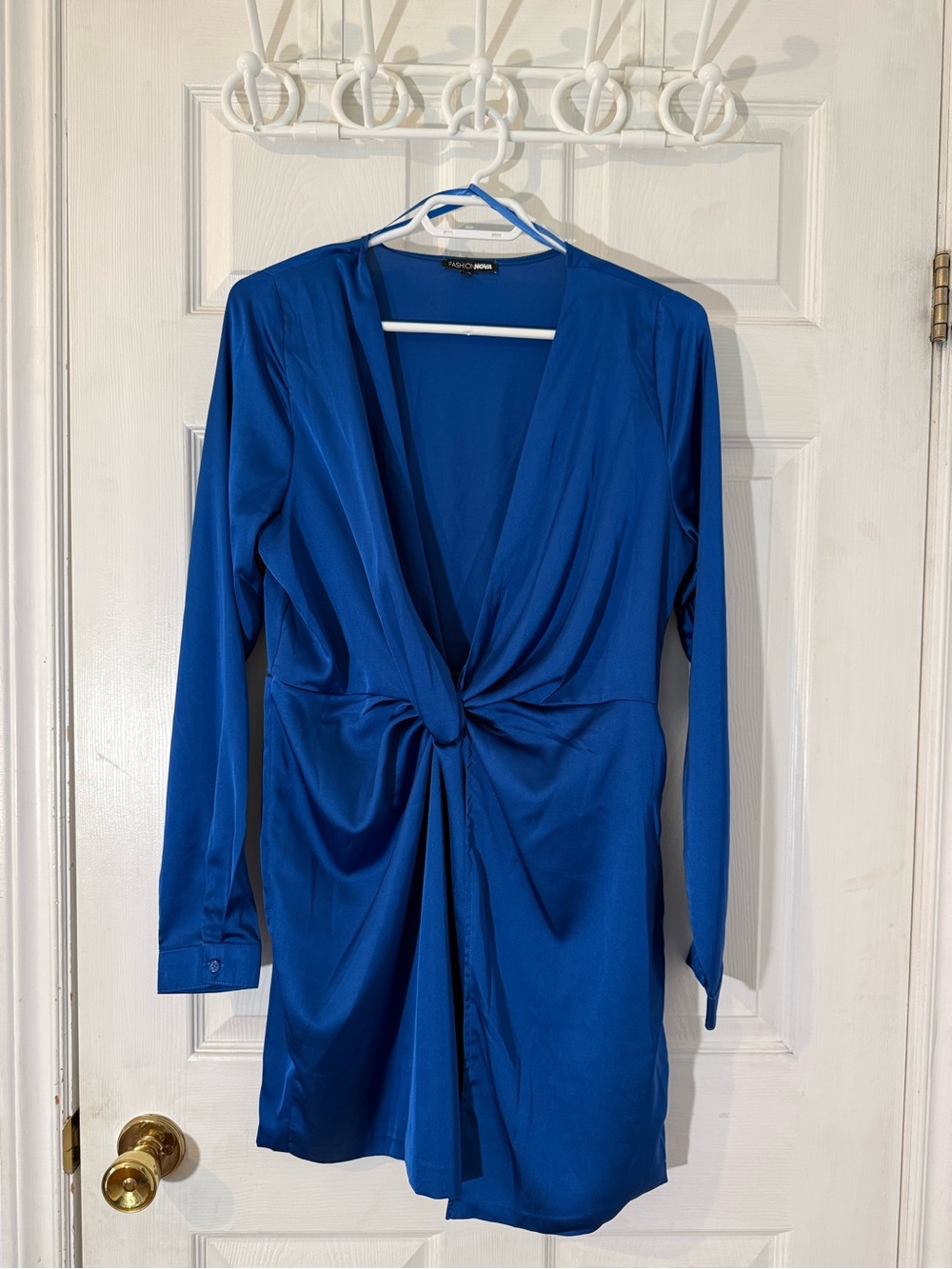 Fashion Nova Royal Blue Twist-Front Mini Dress